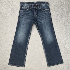 Silver Jeans Co Zac Bootcut Relaxed Jeans Men 34x30 Blue Dark Wash Stretch Fade